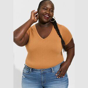 Torrid Golden Yellow Girlfriend Signature Jersey V-Neck Tee
